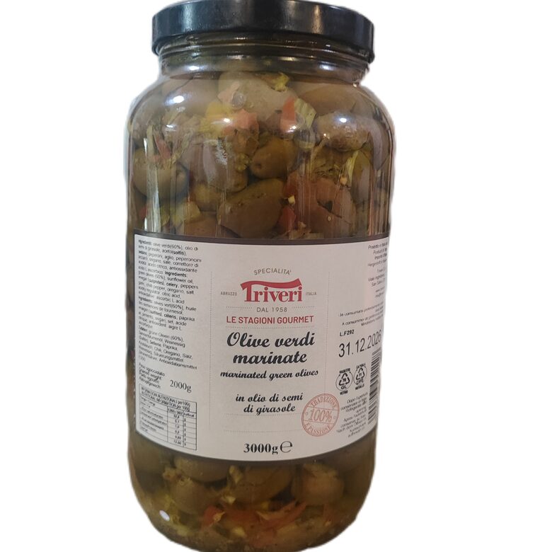 Marinētas zaļas olīves olīveļļā